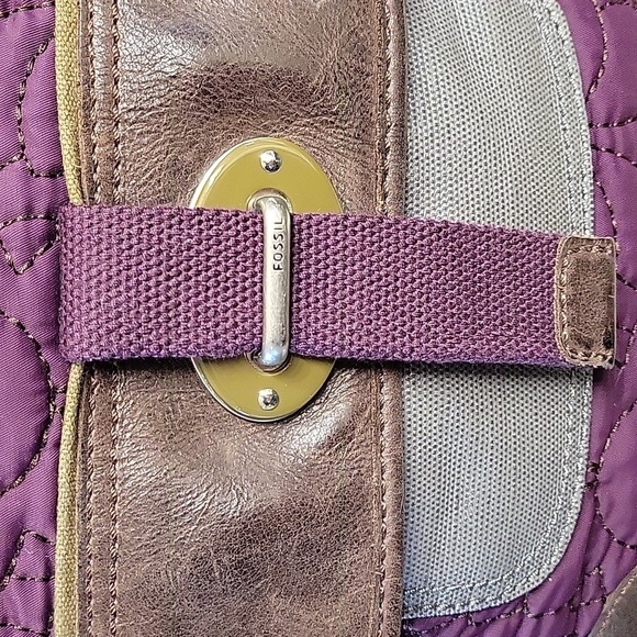 Fossil Quilted Purple and Brown Crossbody Bag - Picture 5 of 16